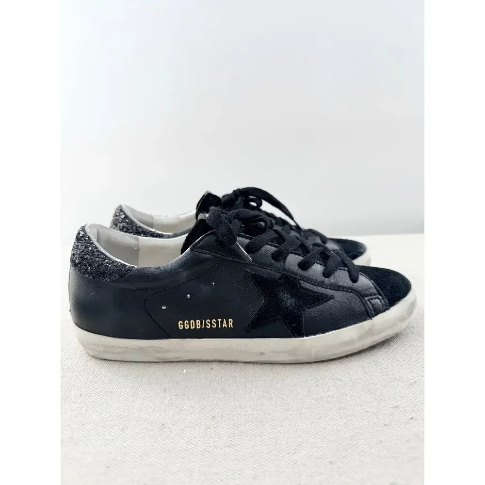 Golden Goose Super-Star Nappa Leather Skateboard Sneakers Black Women's EU 38